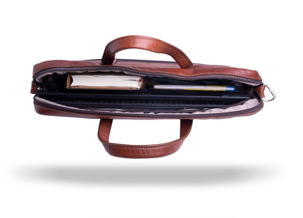Leren Aktetas - Laptoptas - 14 inch - Bruin - 41 x 31 x 3,5 CM