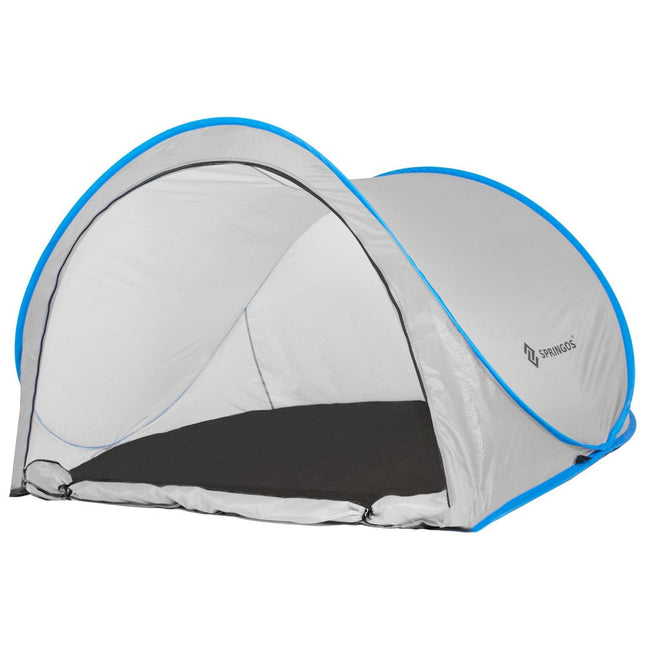 Strandtent | Pop-Up Strandtent | UV Filter | Inclusief Draagtas | 120 x 200 x 110 cm | Grijs/Blauw