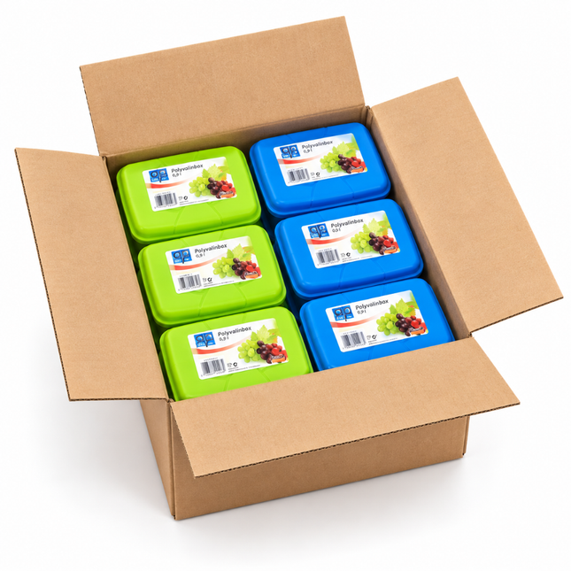 Lunchboxen 0,9 Liter – Set van 12 Stuks – Vershoudbakjes met Klikdeksel – Groen en Blauw