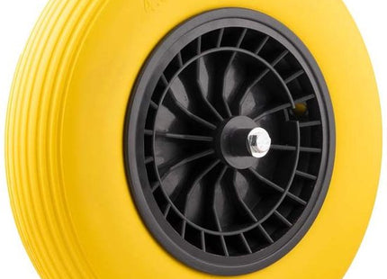 Kruiwagenwiel 4.00-8 PU – Anti-lek Wiel met Kunststof Velg - Geel - Lekvrij wiel