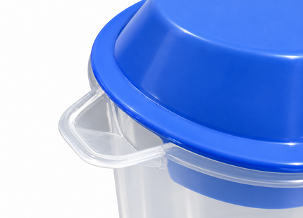 Maatkannen 2 Liter – Set van 3 stuks – Rood, Blauw en Grijs - Maatbeker met deksel en handgreep
