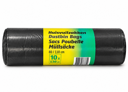 Cleany Vuilniszakken 130 Liter – 25 Rollen van 10 Zakken – 80 x 110 cm – Zwart – 250 Stuks – Grootverpakking