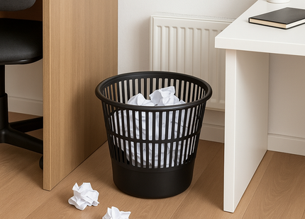 Prullenmand – Papiermand – Prullenbak Kantoor – 12 Liter – Zwart