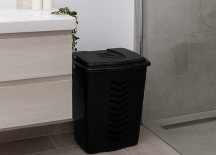 Wasmand 50 Liter – Zwart – Met Deksel – Ventilerend