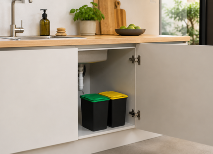 Recycling Prullenbak Set - Prullenbakken - Afvalbakken – 4 Stuks - 12 Liter - Gekleurde Deksels