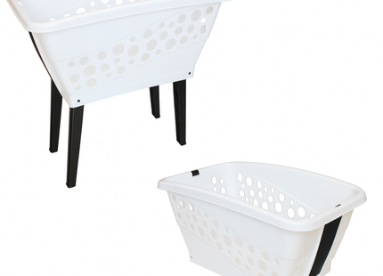 Wasmand op poten – Inklapbaar – Kunststof wit – 52 liter - 69x40x33