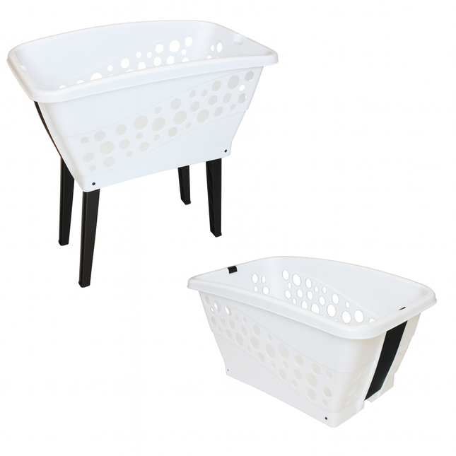 Wasmand op poten – Inklapbaar – Kunststof wit – 52 liter - 69x40x33