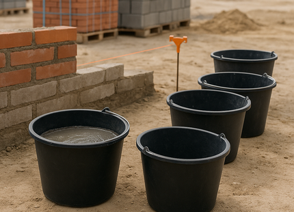 Bouwemmer 20 Liter – Zwart – 10/15/20 Stuks - Met Maatverdeling – Met Hengsel - Voor Bouw, Schoonmaak en Huishoudelijk Gebruik