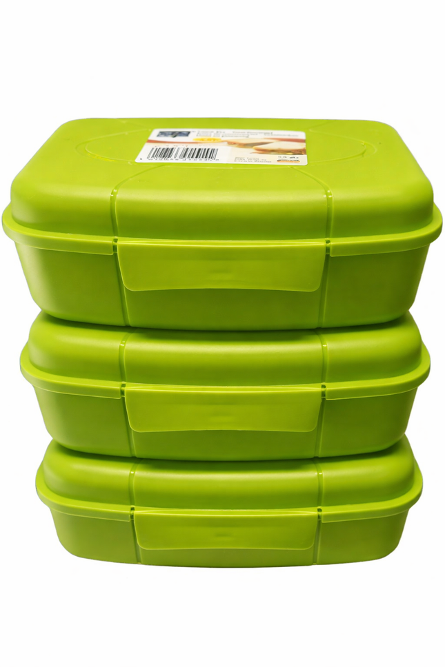 Broodtrommel Set – 3 Stuks – 0,8 Liter per Stuk – Groen