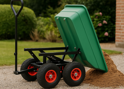 Tuinkar met Kiepfunctie – 50 Liter – Luchtbanden – 120 kg Draagvermogen – Kiepkar