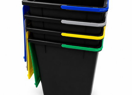 Recycling Prullenbak Set - Prullenbakken - Afvalbakken – 4 Stuks - 12 Liter - Gekleurde Deksels