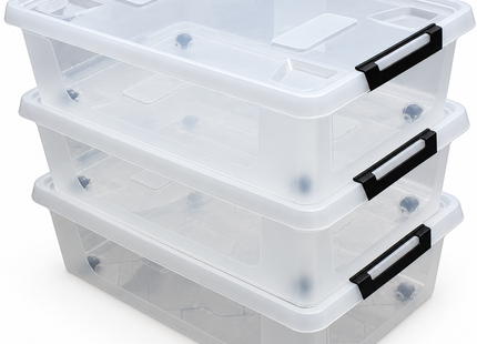 Opbergboxen - 80 Liter - met Deksel en Wieltjes - 5 Stuks - Transparant
