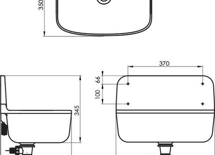 Kunststof Uitstortgootsteen – Wit – 49x35 cm – Inclusief set