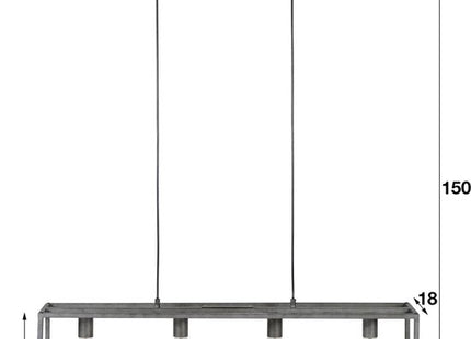 Plafond Hanglamp – 4-Lichts Industrieel 98cm Eetkamerlamp Voor Boven Tafel