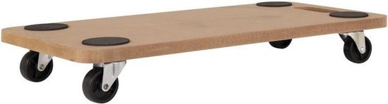 Houten Transportwagen - Hondje - 57x29cm – 200kg - Verhuistrolley - Meubelwagen