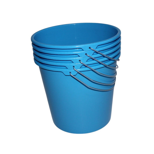 Emmers - Huishoudemmers - 5 liter - Set van 5 stuks - Met handvat - Lichtblauw