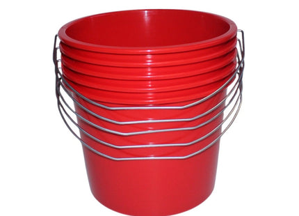 Emmers - Huishoudemmers - 5 liter - Set van 5 stuks - Met handvat - Rood