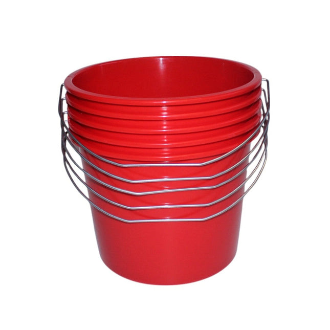 Emmers - Huishoudemmers - 5 liter - Set van 5 stuks - Met handvat - Rood
