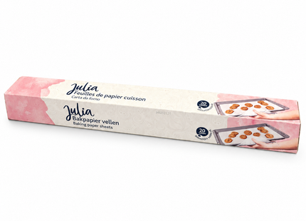 Julia Bakpapier Vellen  – 38 × 42 cm – 24 rollen met 20 Vellen – 480 Stuks – Voorgesneden Bakpapier