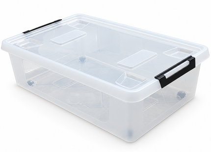 Opbergboxen met Deksel en Wieltjes – Transparant en Stapelbaar – 30, 60 en 80 Liter – Set van 3