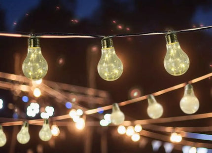 Set van 2 solar LED-lichtsnoeren buiten – 20 lampen – 3,8 m - Tuinverlichting op Zonne-energie - Buiten Verlichting Lichtslinger