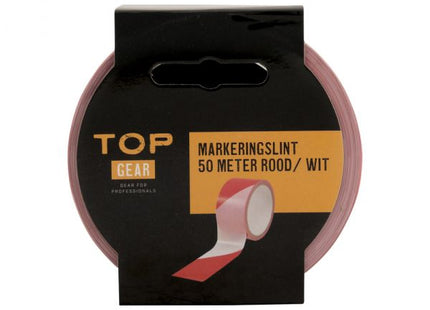 Markeringslint 50 meter rood/wit – 48 mm breed - Afzetlint
