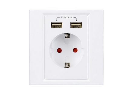 Maxxter Wandcontactdoos met dubbele USB-lader