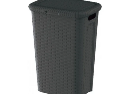 Wasmand Weave 53L Donkergrijs – Hoog Model met Deksel