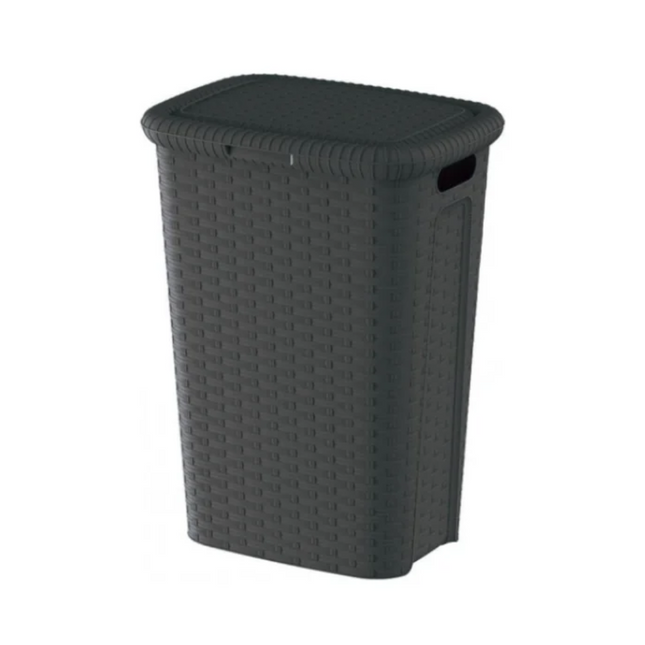 Wasmand Weave 53L Donkergrijs – Hoog Model met Deksel