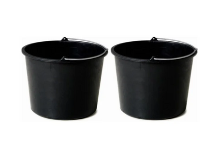 Set 2x Bouwemmers 20L Zwart – Met Maatverdeling