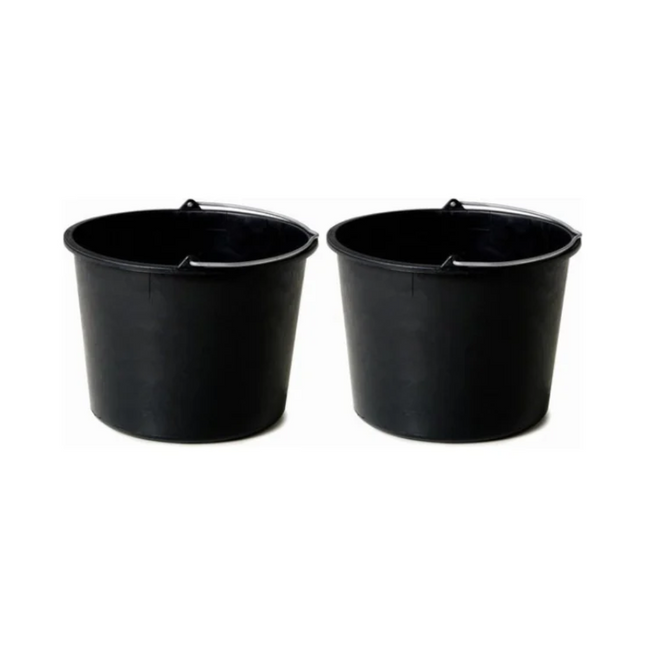 Set 2x Bouwemmers 20L Zwart – Met Maatverdeling