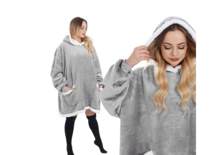 Hoodie Deken - Deken Met Mouwen - One Size - Grijs