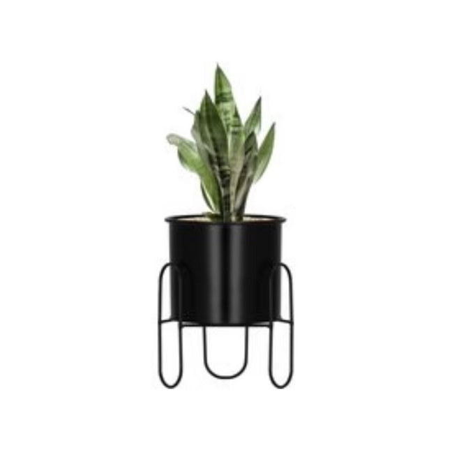 Staande Bloempot - Plantenbakken - Metaal Zwart - 18 cm