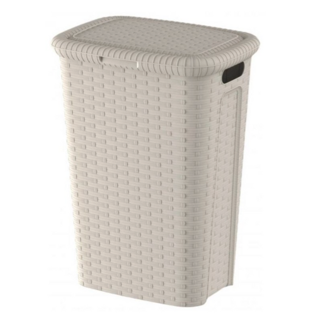 Wasmand Weave 53L Crème – Hoog Model met Deksel