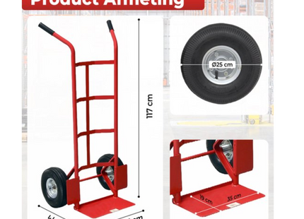 Steekwagen - Staal - 150 KG Draagvermogen - Transportwagen - Plateauwagen - Steekkar - Trolley - Transport - Rood