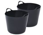 HL - 2 Stuks - Flexibele kuip - Speciekuip - Wasmand - Emmer - Tuinmand - Mand - Teil - 42 Liter - Rond - Zwart