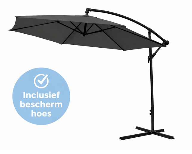 Parasol | Parasols | Zweefparasol | Kantelbaar | Met Ventilatie | Met Hoes | Antraciet | 300 cm