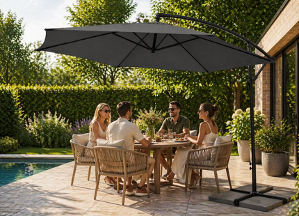Parasol | Parasols | Zweefparasol | Kantelbaar | Met Ventilatie | Met Hoes | Antraciet | 300 cm