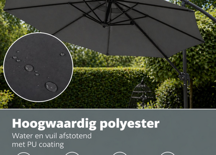 Parasol | Parasols | Zweefparasol | Kantelbaar | Met Ventilatie | Met Hoes | Antraciet | 300 cm