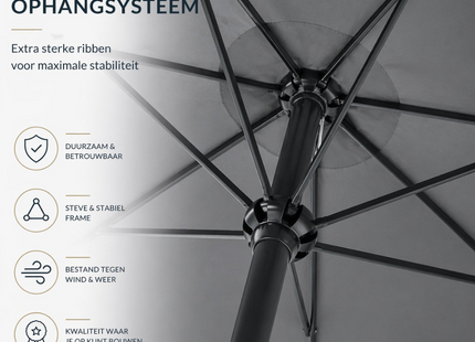 Parasol | Parasols | Zweefparasol | Kantelbaar | Met Ventilatie | Met Hoes | Antraciet | 300 cm