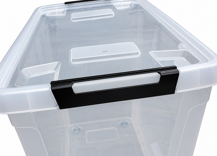 HL Opbergbox met deksel en wieltjes - Stapelbaar - Kunststof - Transparant