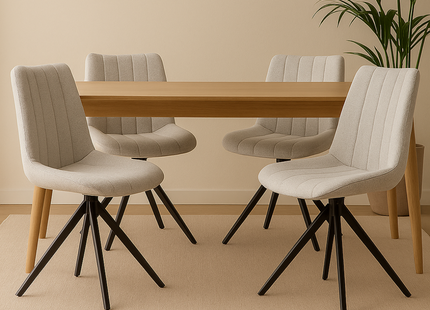 Set van 2 Eetkamerstoelen – Naturel/Créme – Vergaderstoelen – Stoelen – Draaibaar