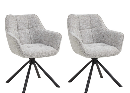Set van 2 Eetkamerstoelen – Naturel/créme – Met Armleuning – Vergaderstoelen – Stoelen – Draaibaar