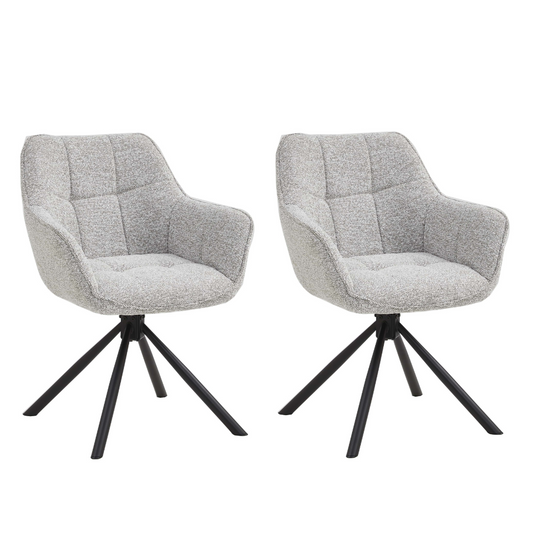 Set van 2 Eetkamerstoelen – Naturel/créme – Met Armleuning – Vergaderstoelen – Stoelen – Draaibaar