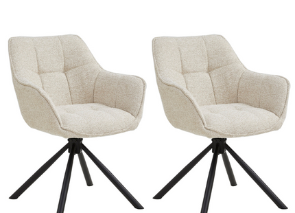Set van 2 Eetkamerstoelen – Taupe/Zand – Met Armleuning – Vergaderstoelen – Stoelen – Draaibaar
