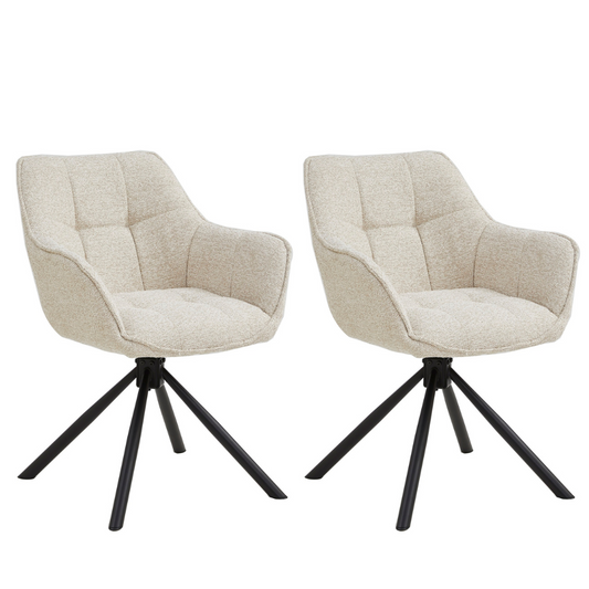 Set van 2 Eetkamerstoelen – Taupe/Zand – Met Armleuning – Vergaderstoelen – Stoelen – Draaibaar