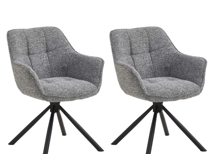 Set van 2 Eetkamerstoelen – Antraciet – Met Armleuning – Vergaderstoelen – Stoelen – Draaibaar
