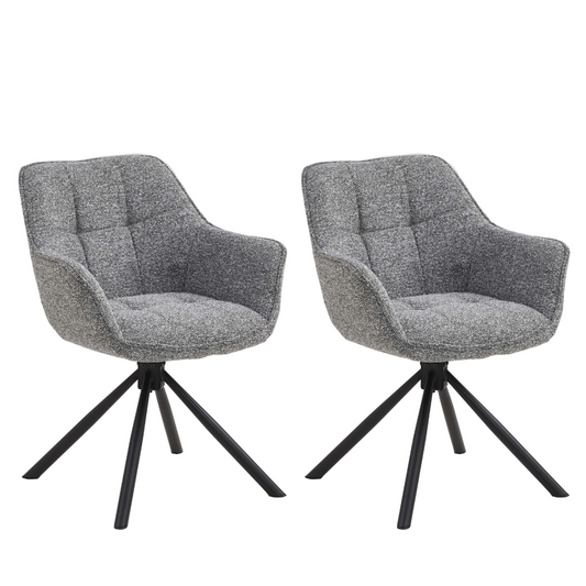 Set van 2 Eetkamerstoelen – Antraciet – Met Armleuning – Vergaderstoelen – Stoelen – Draaibaar