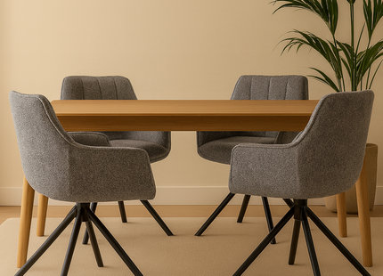 Set van 2 Eetkamerstoelen – Antraciet – Met Armleuning – Vergaderstoelen – Stoelen – Draaibaar