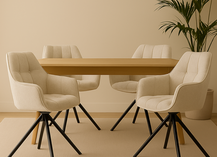 Set van 2 Eetkamerstoelen – Taupe/Zand – Met Armleuning – Vergaderstoelen – Stoelen – Draaibaar